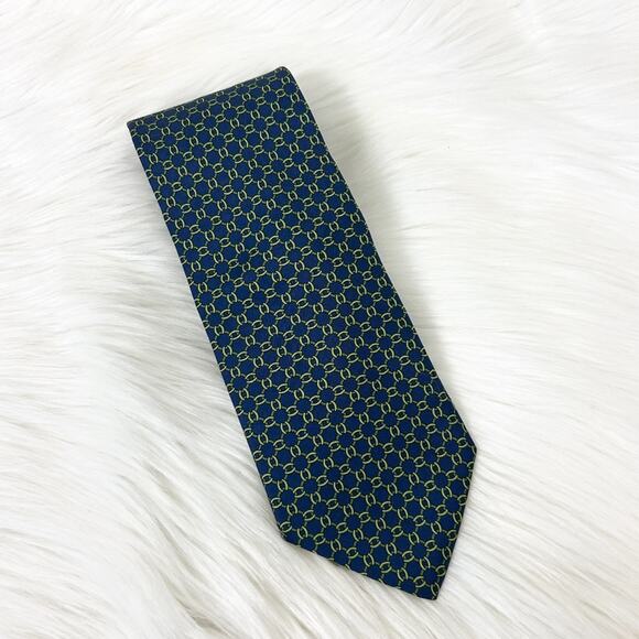 Brooks Brothers Men’s Blue Green Patterned Silk Tie - Picture 1 of 8